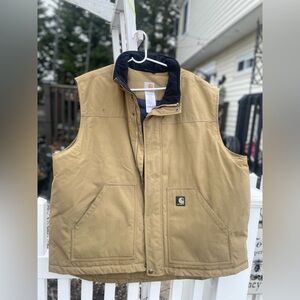 Carhartt Tan Workwear Vest with Black Contrast Collar